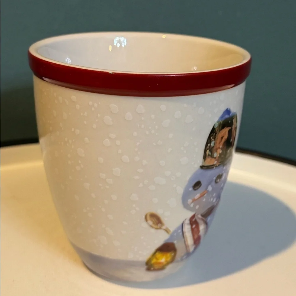 Pair of Williams Sonoma Nordic Elf Festive Snowman and Gnome Stoneware Mugs